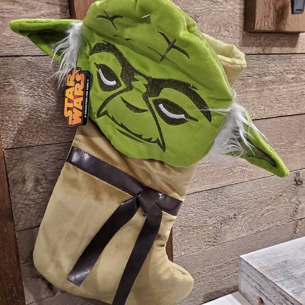Disney Star Wars Yoda Christmas Stocking 18” NWT Large Green Holiday